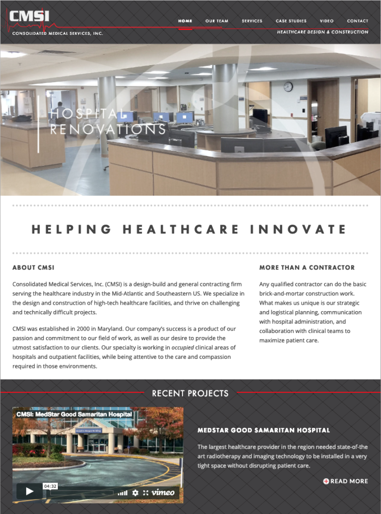 Website and Video for Healthcare Design & Construction Company