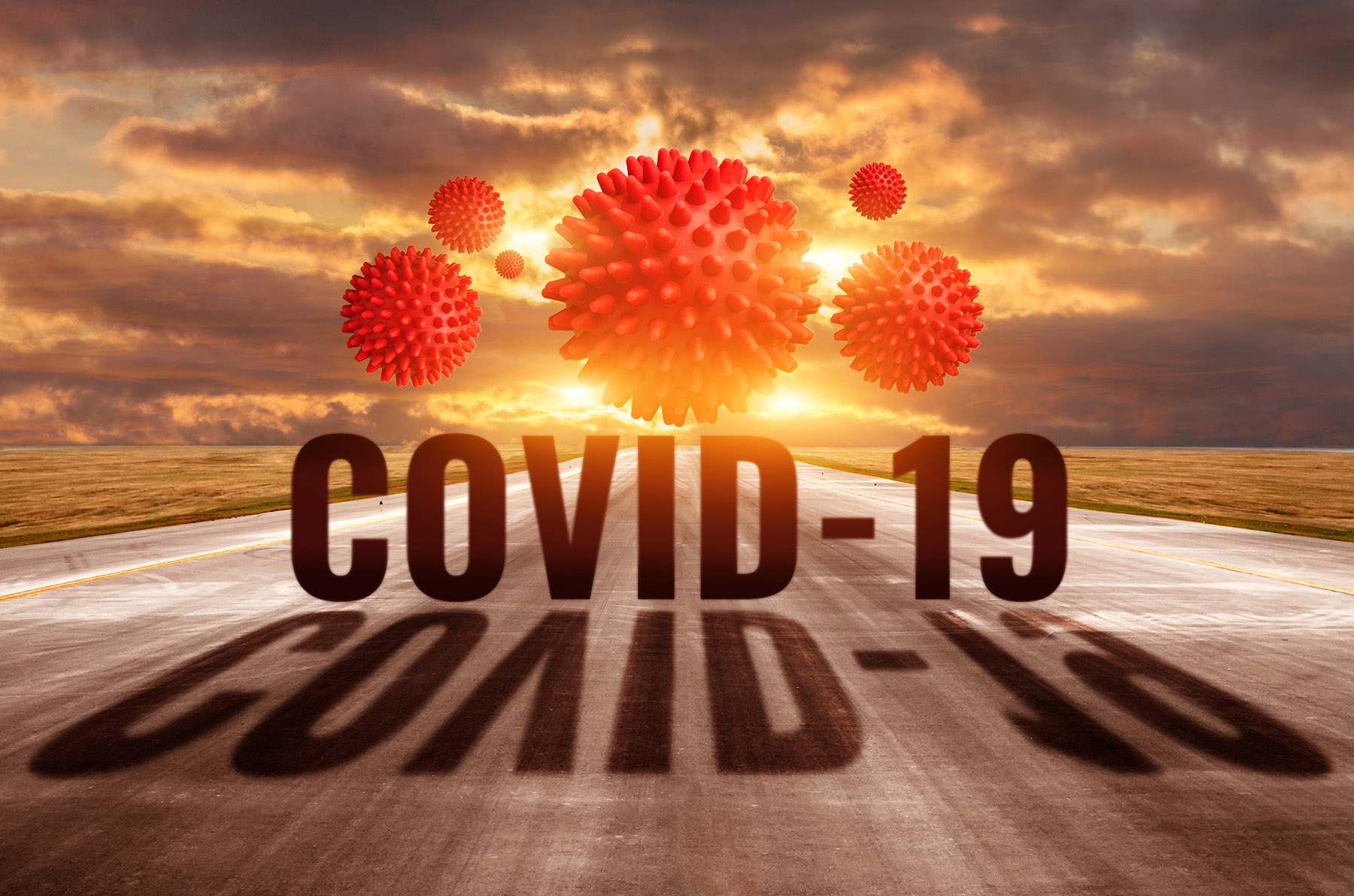 COVID-19 virus in the road