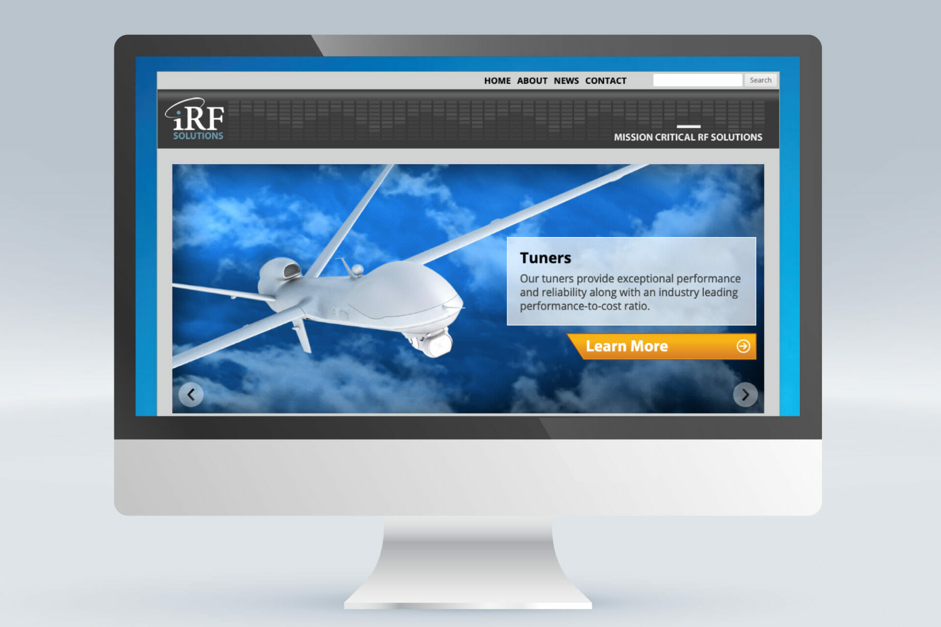 website home page design for irf-solutions.com